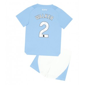 Manchester City Kyle Walker #2 Hjemmebanesæt Børn 2023-24 Kort ærmer (+ korte bukser)